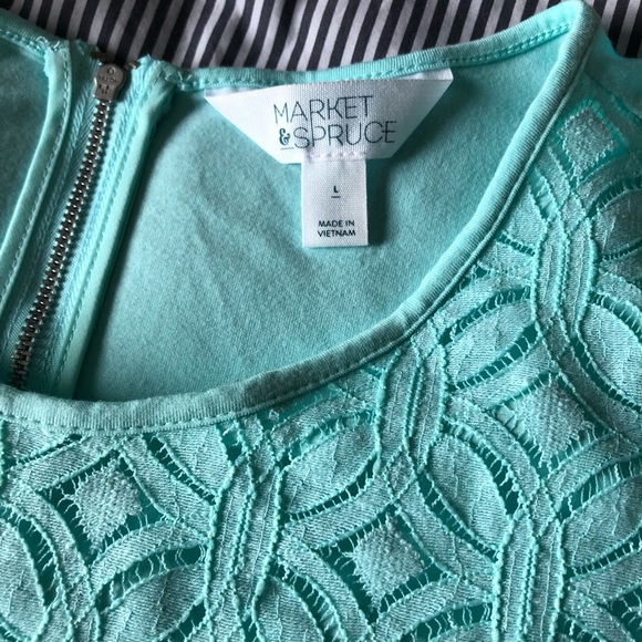 Market & Spruce L aqua lace tee with back zip - Picture 1 of 3